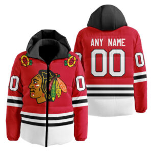 Chicago Blackhawks | Personalized Home Hooded Puffer Jacket