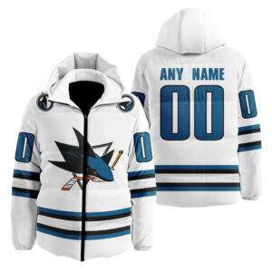 San Jose Sharks | Personalized Away Hooded Puffer Jacket