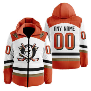 Anaheim Ducks | Personalized Away Hooded Puffer Jacket