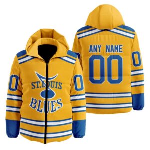 St. Louis Blues | Personalized Reverse Retro Hooded Puffer Jacket