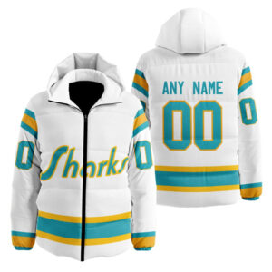San Jose Sharks | Personalized Reverse Retro Hooded Puffer Jacket