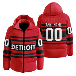 Detroit Red Wings | Personalized Reverse Retro Hooded Puffer Jacket