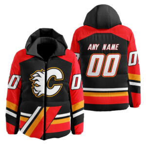 Calgary Flames | Personalized Reverse Retro Hooded Puffer Jacket