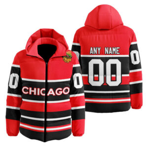 Chicago Blackhawks | Personalized Reverse Retro Hooded Puffer Jacket