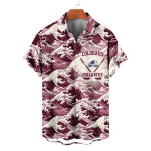 Colorado Avalanche | Moisture-wicking Ukiyoe Wave Logo Hawaiian Shirt