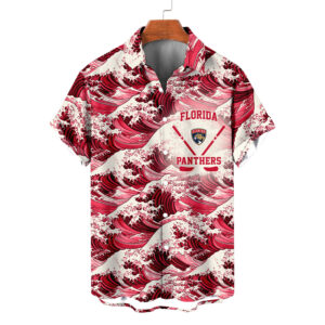 Florida Panthers | Moisture-wicking Ukiyoe Wave Logo Hawaiian Shirt
