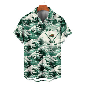 Minnesota Wild | Moisture-wicking Ukiyoe Wave Logo Hawaiian Shirt