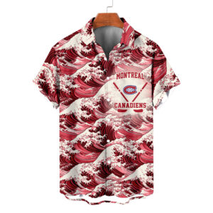 Montreal Canadiens | Moisture-wicking Ukiyoe Wave Logo Hawaiian Shirt
