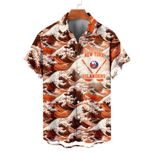 New York Islanders | Moisture-wicking Ukiyoe Wave Logo Hawaiian Shirt