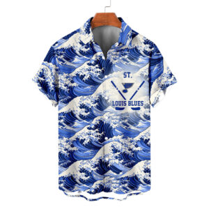 St. Louis Blues | Moisture-wicking Ukiyoe Wave Logo Hawaiian Shirt