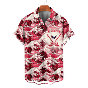 Washington Capitals | Moisture-wicking Ukiyoe Wave Logo Hawaiian Shirt