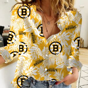 Boston Bruins | Woman Casual-Linen Aloha Hawaiian Shirt
