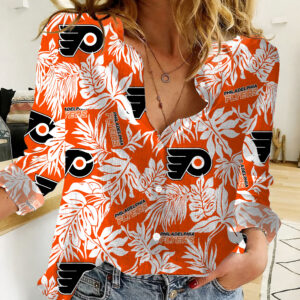 Philadelphia Flyers | Woman Casual-Linen Aloha Hawaiian Shirt