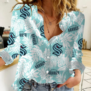 Seattle Kraken | Woman Casual-Linen Aloha Hawaiian Shirt