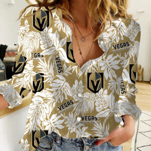 Vegas Golden Knights | Woman Casual-Linen Aloha Hawaiian Shirt